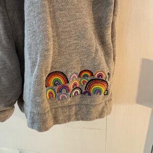 Gray Women's Shorts with Rainbow Embroidery